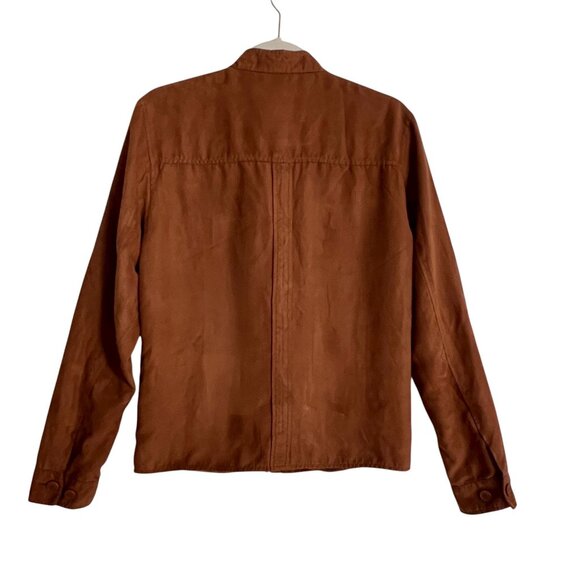 Zara Man Faux Suede Zip Jacket Shirt Men’s Small Brown Overshirt Shacket - Picture 3 of 13